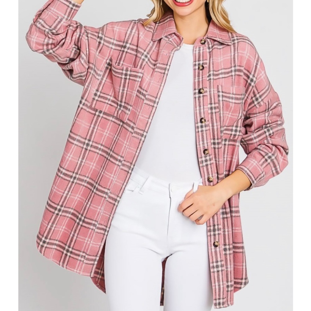 Pink Plaid Flannel Shacket